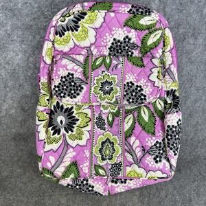 Vera Bradley Pink Green Floral Paisley Backpack Quilted Shoulder Laptop Bag